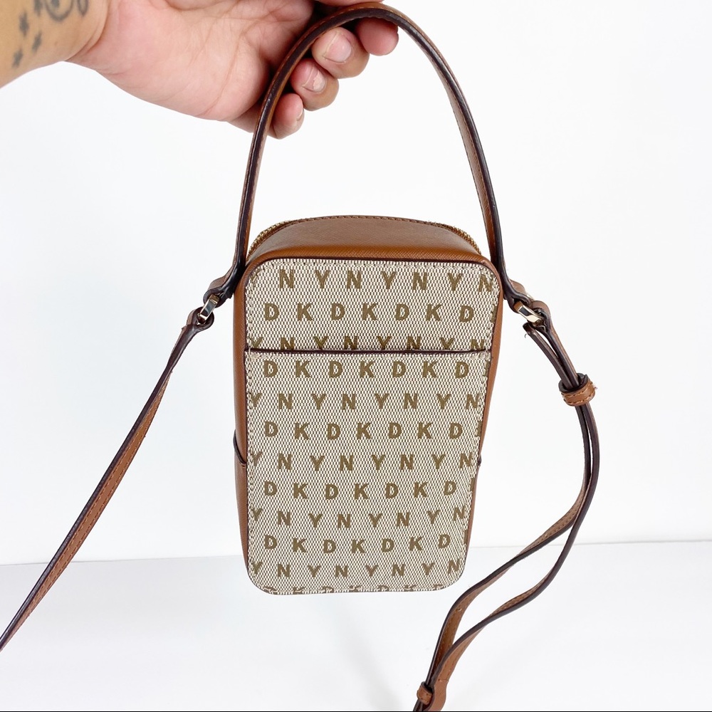 DKNY Mini Top Handle Crossbody in Signature Canvas Tan - Picture 8 of 12